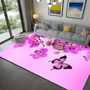 

Dream Cartoon Pink Butterfly 3D Printed Carpets Kids Room Tatami Mats Child Bedroom Play Crawl Area Rugs Hallway Large Floor Rug