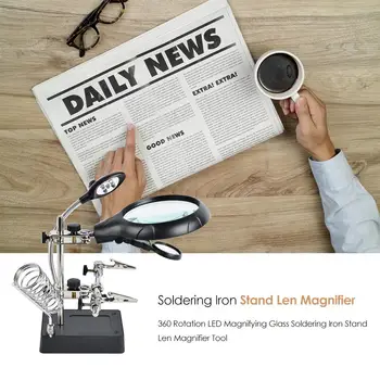360 Degrees Rotation LED Magnifying Glass Soldering Iron Stand Desktop Magnifier Tool Multifunction Optical Instruments
360 Degrees Rotation LED Magnifying Glass Soldering Iron Stand Desktop Magnifier Tool Multifunction Optical Instruments