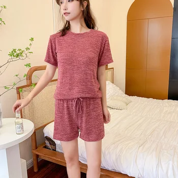 New Clothes Shorts Two-piece Home Wear Summer Pyjamas Women Cotton Casual Lazy Wide-leg Pants Pajamas for Women Pajama Set 
New Clothes Shorts Two-piece Home Wear Summer Pyjamas Women Cotton Casual Lazy Wide-leg Pants Pajamas for Women Pajama Set