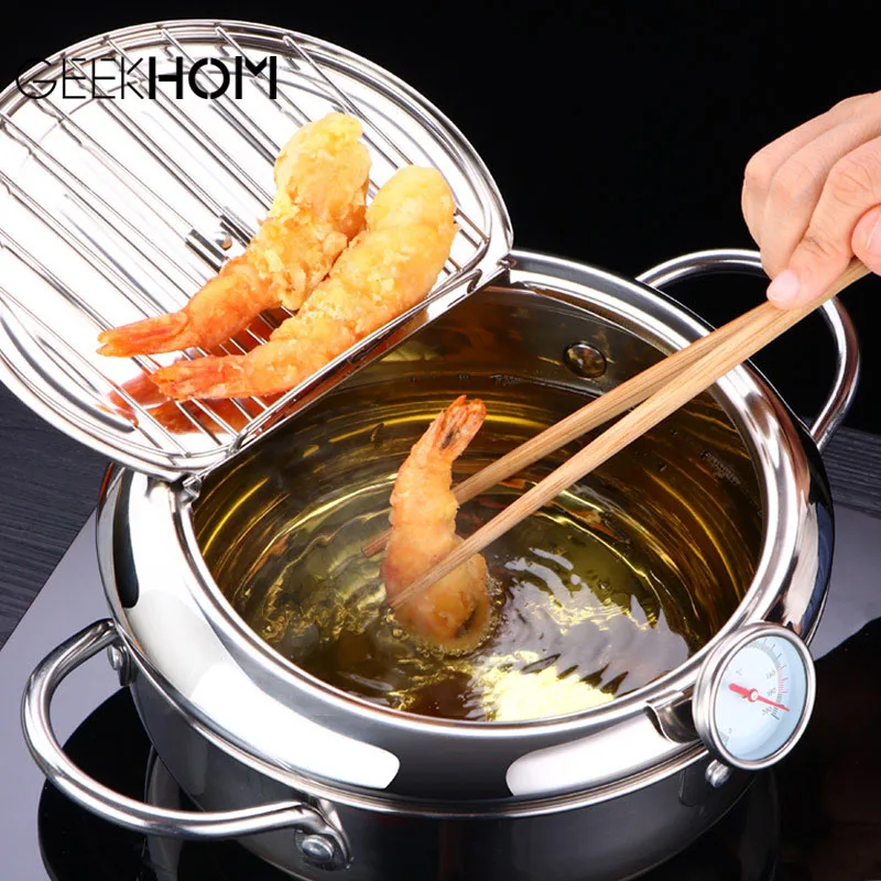 Stainless Steel Deep Fryer Pot with Temperature Control Frying Chicken Pot a Lid 304 Stainless Steel Kitchen Tempura Fryer Pan
Stainless Steel Deep Fryer Pot with Temperature Control Frying Chicken Pot a Lid 304 Stainless Steel Kitchen Tempura Fryer Pan