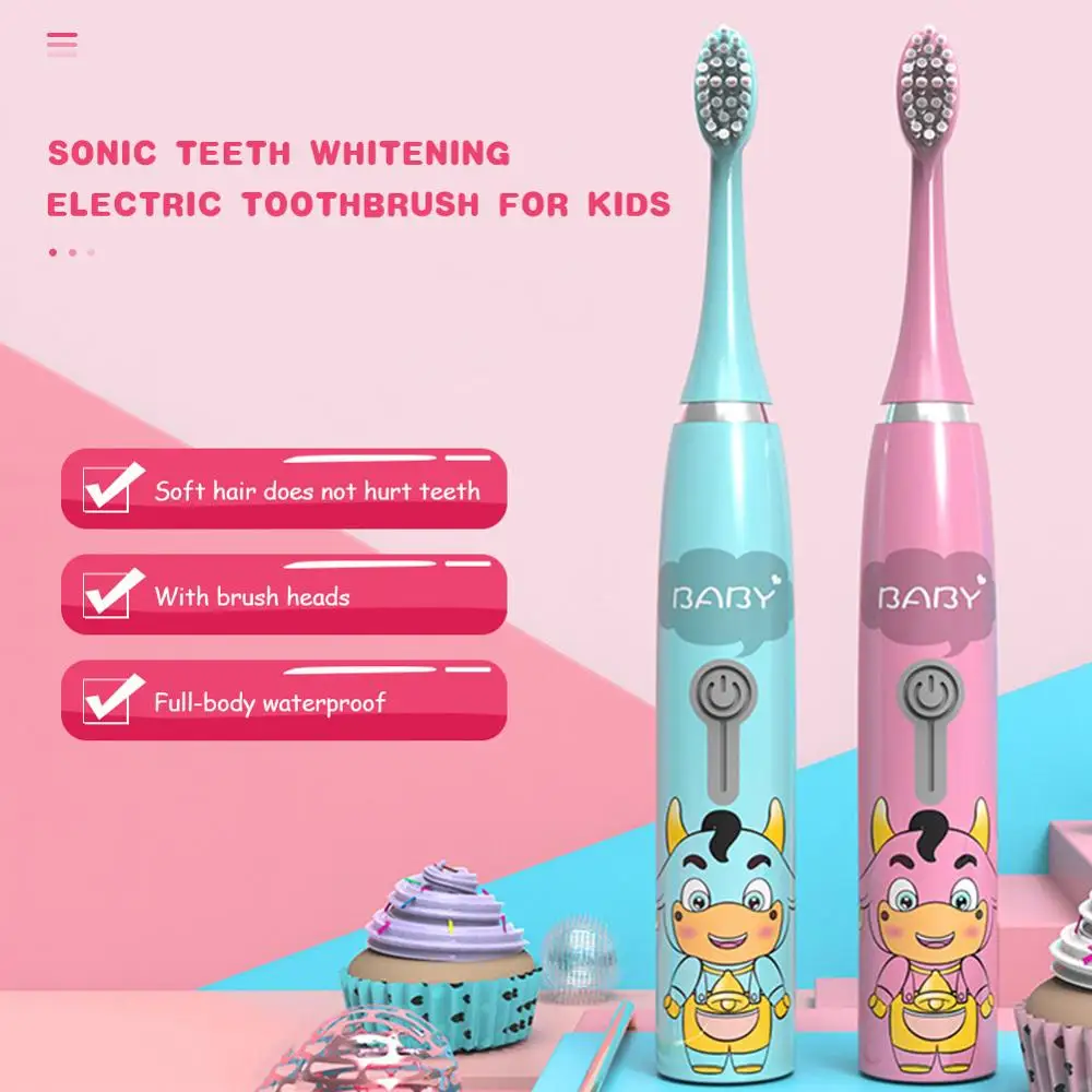 Sonic Electric Toothbrush for Kids Battery Powered Waterproof Tooth Whitening brush with Toothbrush Heads
Sonic Electric Toothbrush for Kids Battery Powered Waterproof Tooth Whitening brush with Toothbrush Heads