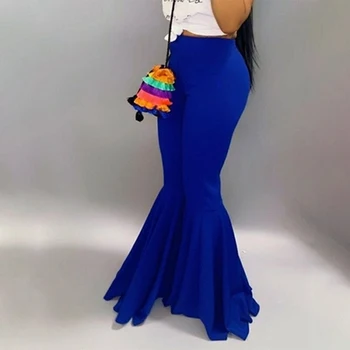 Women Trousers Pants Explosions Ruffled Horn Wide Leg Loose Pleated Wide Leg Pants Femme Solid Color Party Pants 
Women Trousers Pants Explosions Ruffled Horn Wide Leg Loose Pleated Wide Leg Pants Femme Solid Color Party Pants