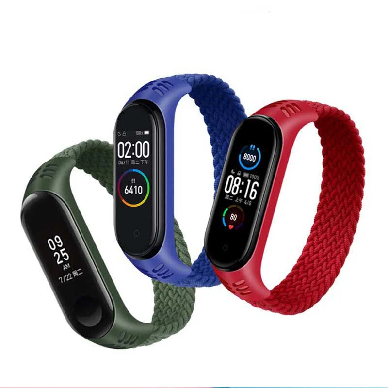 

For Mi Band 3 4 5 6 Nylon Braid Silicone Strap Wrist Band Smart Band Muti-color Bracelet Wristband Wristwatch for Xiaomi Miband6