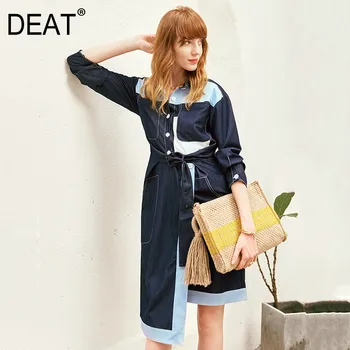 DEAT 2020 New Autumn Winter Lapel Long Sleeve Hit Color Denim Split Joint Loose Irregular Shirt Dress Women Fashion Tide JW518
DEAT 2020 New Autumn Winter Lapel Long Sleeve Hit Color Denim Split Joint Loose Irregular Shirt Dress Women Fashion Tide JW518