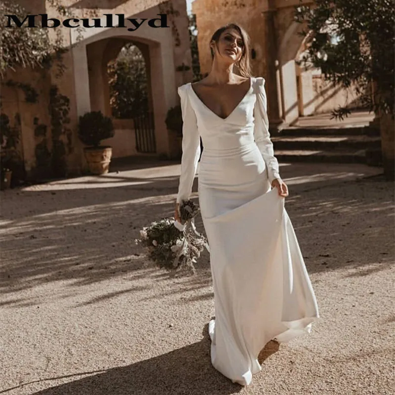 Mbcullyd Luxury Mermaid Wedding Dresses With Long Sleeves 2020 Deep V Neck Backless Vestido de noiva Plus Size Bridal Gowns
Mbcullyd Luxury Mermaid Wedding Dresses With Long Sleeves 2020 Deep V Neck Backless Vestido de noiva Plus Size Bridal Gowns