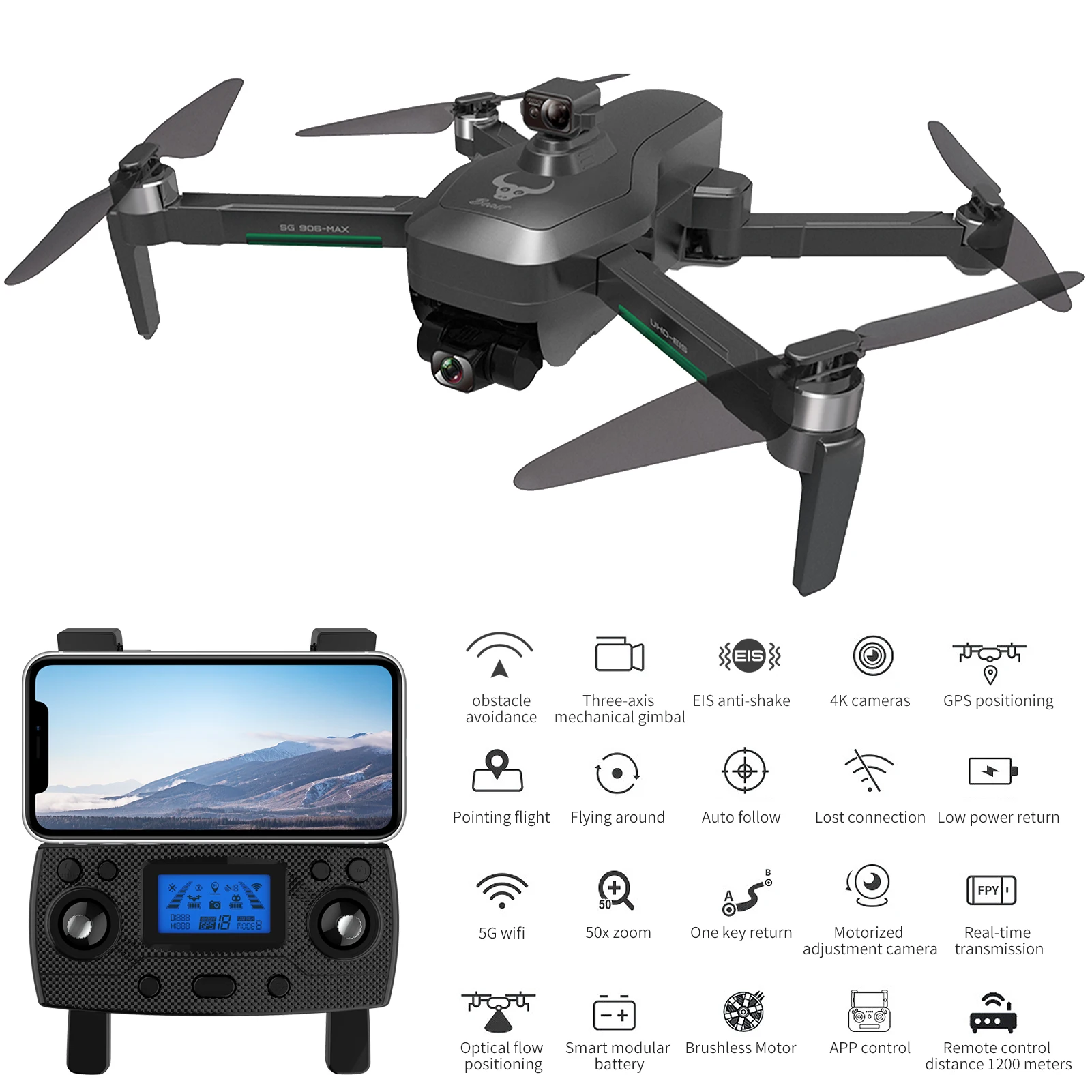 Details about   SG906 Pro 2 FPV 3-axis Gimbal 4K HD Camera 5G Wifi GPS RC Drone Quadcopter B0E3 