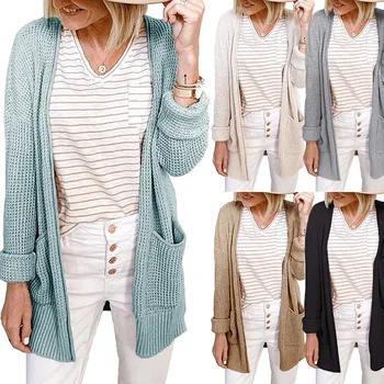 2020 Sweater Top Women's Fashion Temperament V-neck Cardigan Solid Color Pattern Pocket Knitted Cardigan Jacket
2020 Sweater Top Women's Fashion Temperament V-neck Cardigan Solid Color Pattern Pocket Knitted Cardigan Jacket