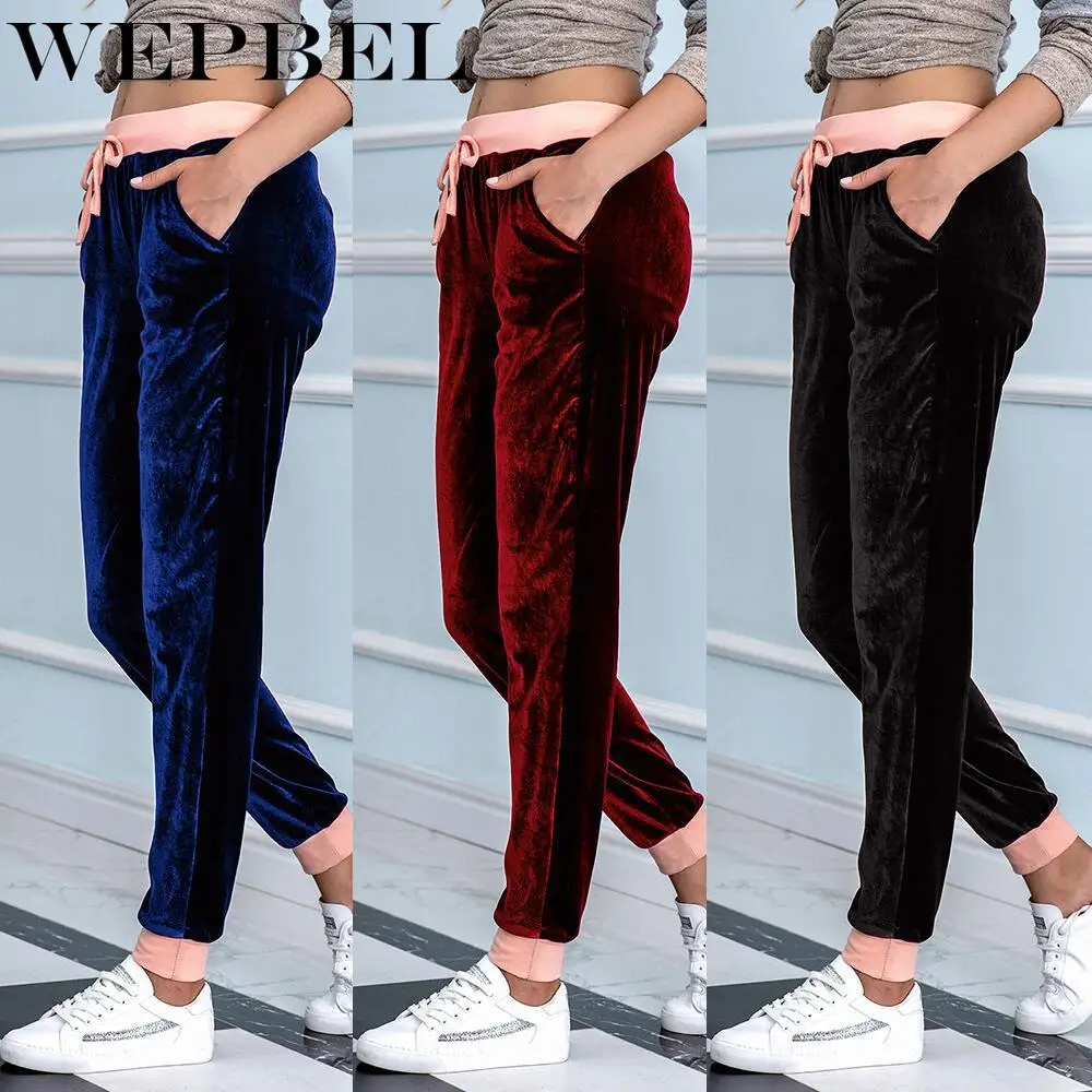 WEPBEL Women's Elastic Waist Drawstring Harlan Stitching Sports Pants Spring Autumn Solid Color Velvet Mid-Waist Pants
WEPBEL Women's Elastic Waist Drawstring Harlan Stitching Sports Pants Spring Autumn Solid Color Velvet Mid-Waist Pants