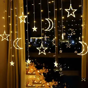 Christmas Decoration LED Fairy Lights Star And Moon Curtain Light String 2.5M 3.2M 8 Work Modes Party Holiday Room Decor Lamp
Christmas Decoration LED Fairy Lights Star And Moon Curtain Light String 2.5M 3.2M 8 Work Modes Party Holiday Room Decor Lamp
