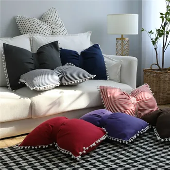 Ins Solid Color Stripe Cute Ball Bow Pillow Nordic Bedside Sofa Cushion Removable And Washable
Ins Solid Color Stripe Cute Ball Bow Pillow Nordic Bedside Sofa Cushion Removable And Washable