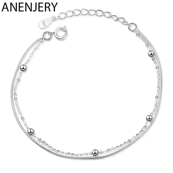 ANENJERY Simple Double Layer Snake Chain Bead Chain Bracelet 925 Sterling Silver Bracelet For Women Jewelry Gifts S-B366
ANENJERY Simple Double Layer Snake Chain Bead Chain Bracelet 925 Sterling Silver Bracelet For Women Jewelry Gifts S-B366