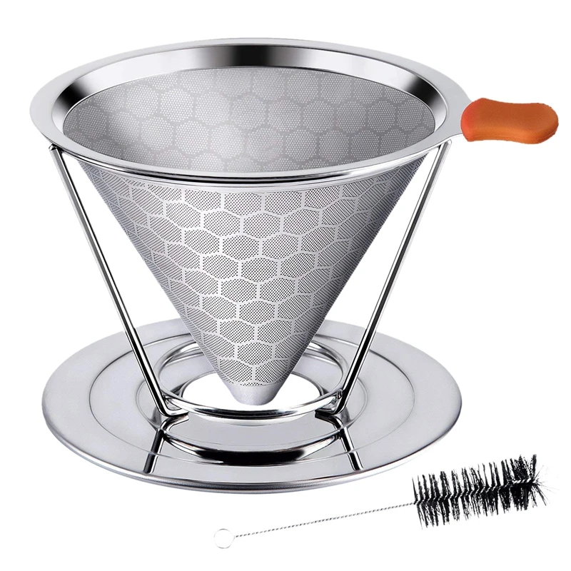 ABSS-Honeycombed Stainless Steel Coffee Filter, Reusable Pour Over Coffee Filter Cone Coffee Dripper with Removable Cup Stand an
ABSS-Honeycombed Stainless Steel Coffee Filter, Reusable Pour Over Coffee Filter Cone Coffee Dripper with Removable Cup Stand an