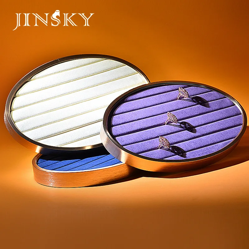 

Jewelry Oval Tray Jewelry Display Tray Metal Round Corner Ring Bracelet storage tray shop with watch pallets