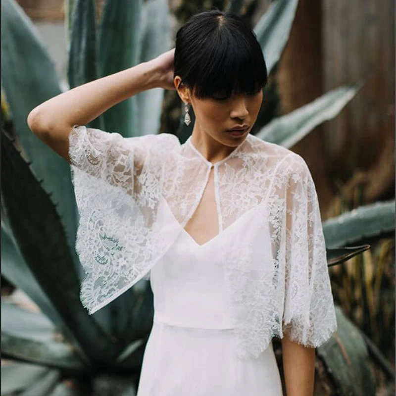 Lace Wedding Cape White Ivory Bridal Cloak Jackets Formal Wrap Shawl | Свадьбы и торжества