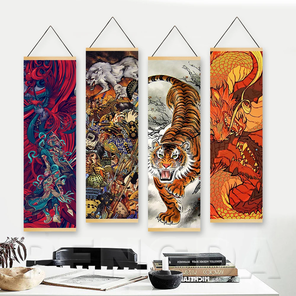 Nordic Style Solid Wood Hanging Painting Scrolls Watercolor Abstract Tiger China Style Wall Art Canvas Printed Poster Home Decor
Nordic Style Solid Wood Hanging Painting Scrolls Watercolor Abstract Tiger China Style Wall Art Canvas Printed Poster Home Decor