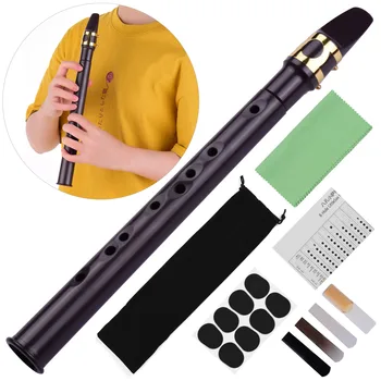 8-hole Mini Saxophone Set Pocket Sax ABS with Alto Mouthpiece Ligature Reeds Pads Finger Charts Cleaning Cloth Carrying Bag NEW