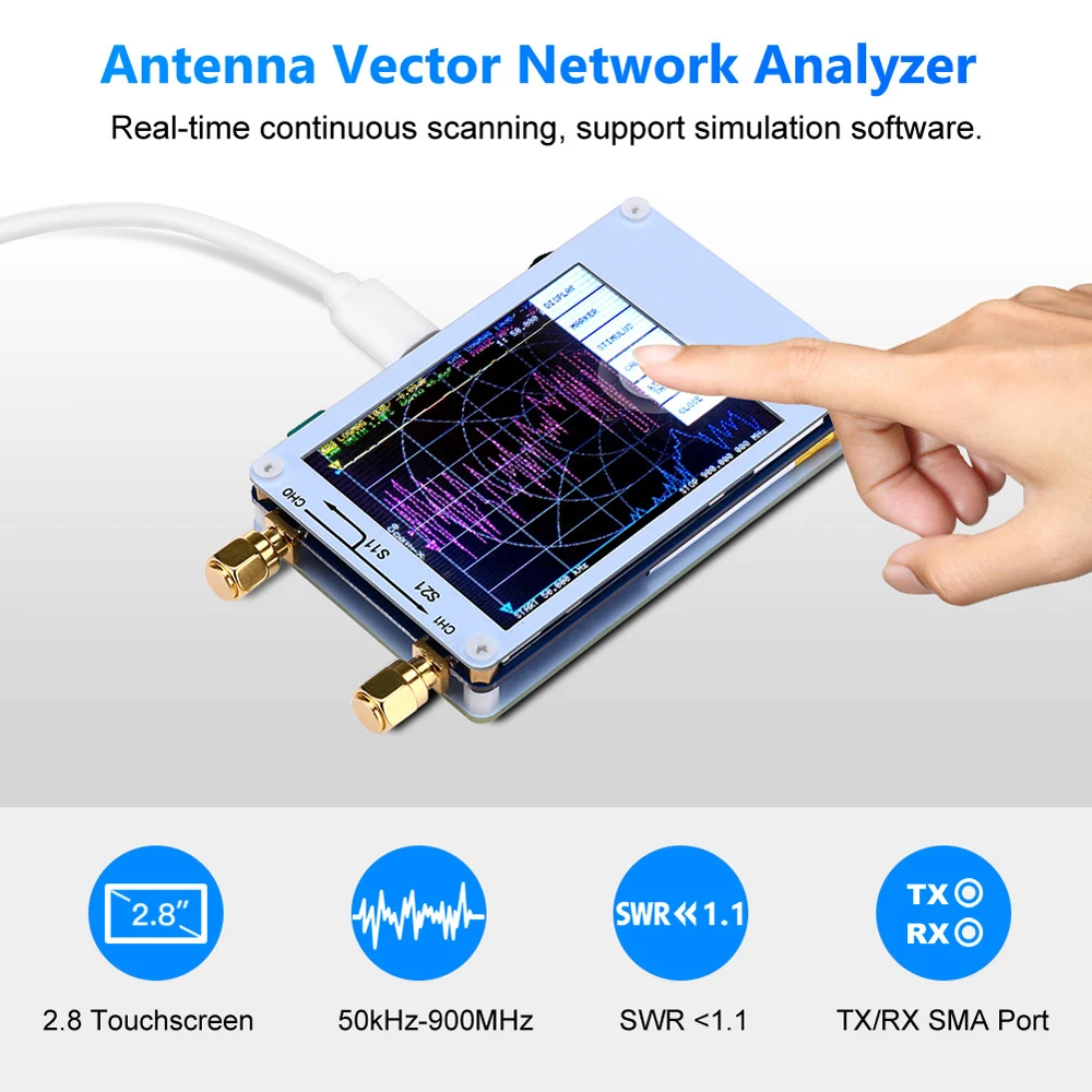 Nano VNA Vector Network Analyzer 50KHz-900MHz Digital Touching Screen Shortwave MF HF VHF UHF Antenna Analyzer Standing Wave
Nano VNA Vector Network Analyzer 50KHz-900MHz Digital Touching Screen Shortwave MF HF VHF UHF Antenna Analyzer Standing Wave