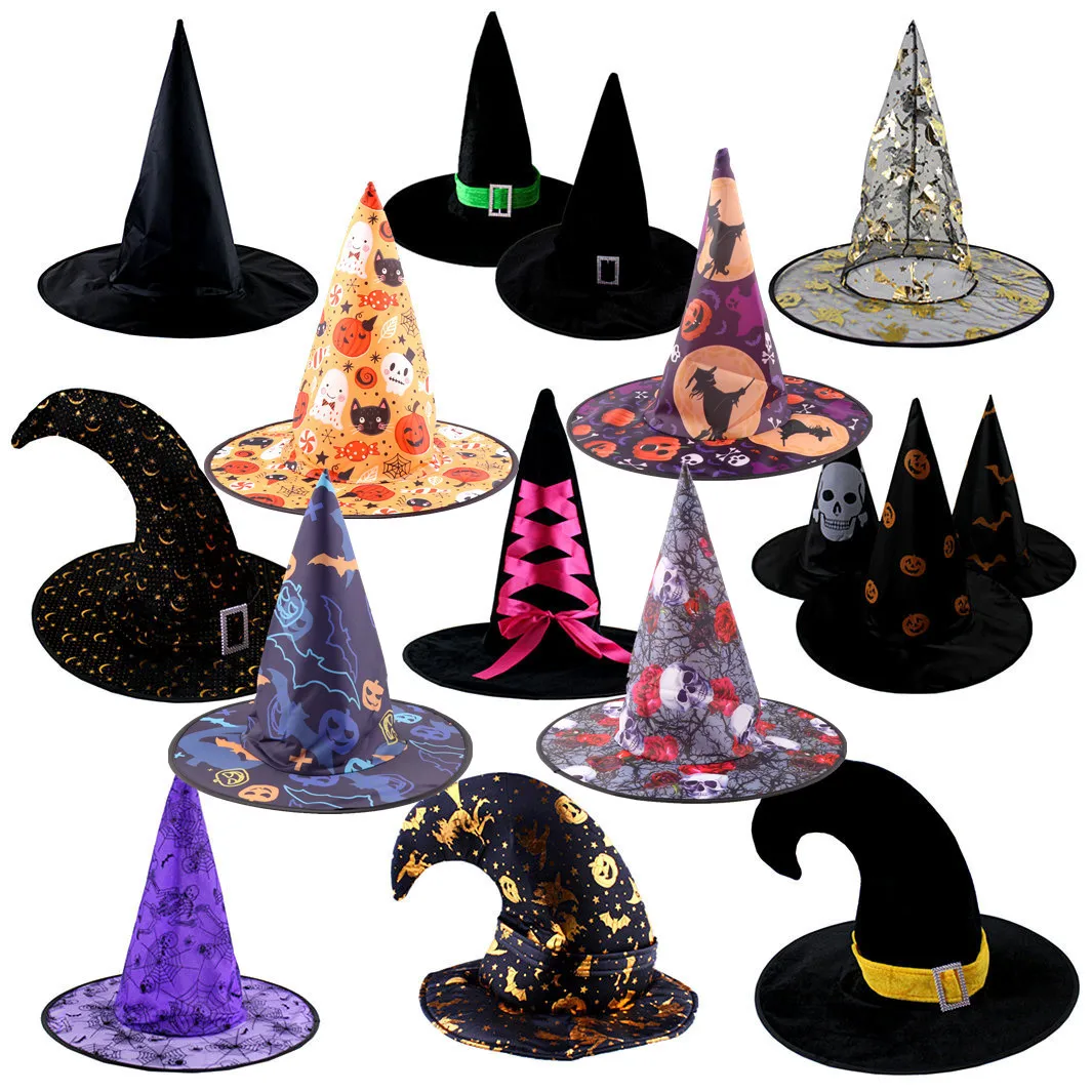 

Adult Kids Children Witch Hats Masquerade Ribbon Wizard Hat Cosplay Halloween Costume Party Birthday Carnival Top Hats Cap props