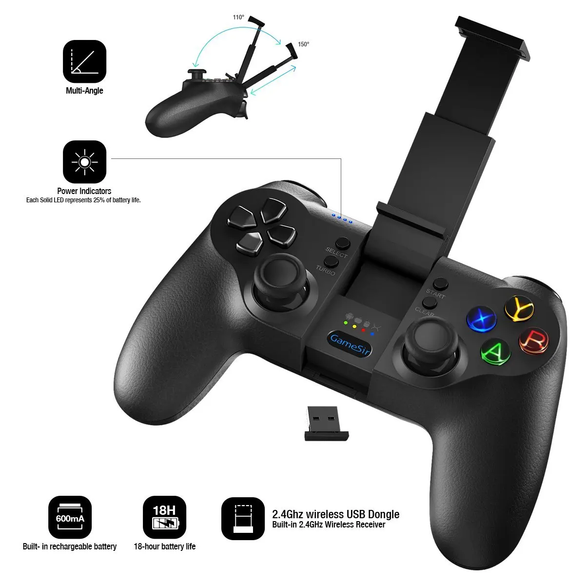 GameSir T1s Bluetooth Game Controller Wireless Gamepad Joystick with 3.5 - 6 inch Phone Holder for Android/Windows/VR/TV Box/PS3
GameSir T1s Bluetooth Game Controller Wireless Gamepad Joystick with 3.5 - 6 inch Phone Holder for Android/Windows/VR/TV Box/PS3