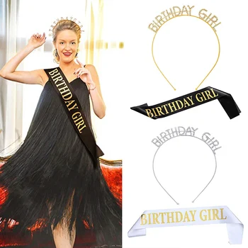 Metal Rhinestone Inlaid Headband and Sash Birthday Girl Hair Hoop Party Crown Supplies Simple Sweet Girls Hair Accessory
Metal Rhinestone Inlaid Headband and Sash Birthday Girl Hair Hoop Party Crown Supplies Simple Sweet Girls Hair Accessory