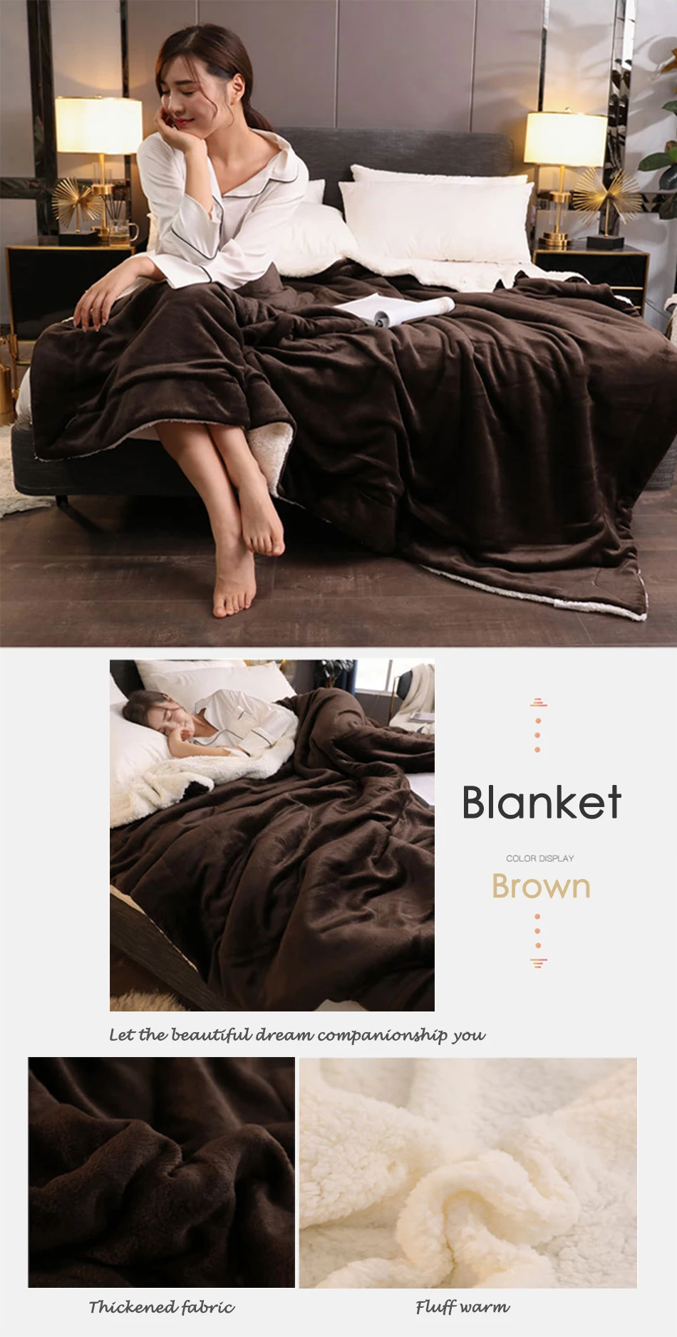 Generic Solid Color Throw Blanket Soft Comforter Bed Cover Winter Warm