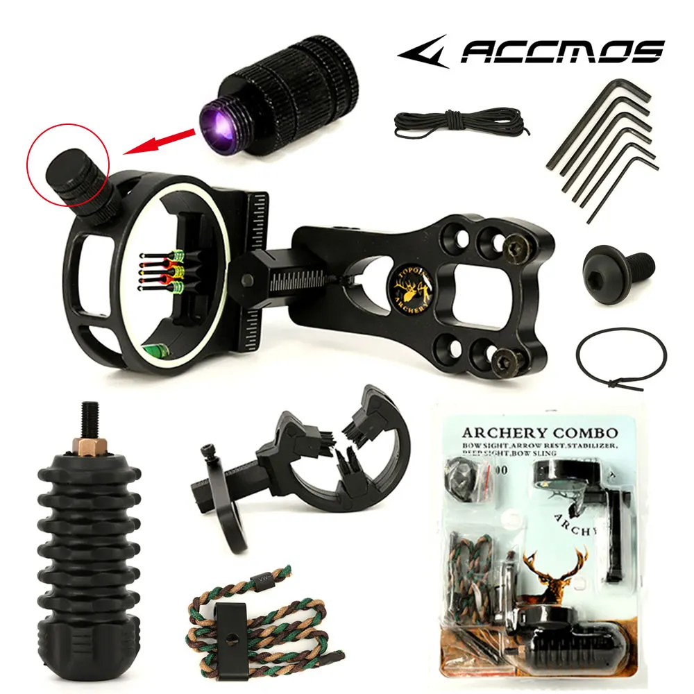 

Topoint TP1000 Archery Upgrade Combo Bow Sight Kits Arrow Rest Stabilizer for hunting Recurve/Compound Bow Accessories