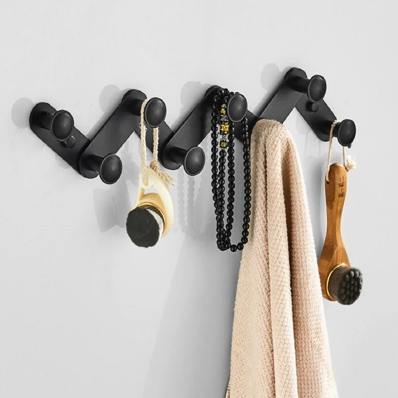 Alumimum Hole Punched Black Hook Chain Row Hook Activity Hook Wall Toilet Black Adhesive Hook