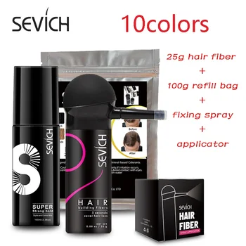 10colors Sevich Hair Building Fiber Kit 100g hair fibers 25g gel nozzle pump fixing spray Hair Loss Product Fibers Extention
10colors Sevich Hair Building Fiber Kit 100g hair fibers 25g gel nozzle pump fixing spray Hair Loss Product Fibers Extention