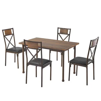 Wooden Dining Table with Matching Padded Chairs 5-Piece Dining Set for Family Brown Dining Room Furniture Set Home Furniture Set
Wooden Dining Table with Matching Padded Chairs 5-Piece Dining Set for Family Brown Dining Room Furniture Set Home Furniture Set