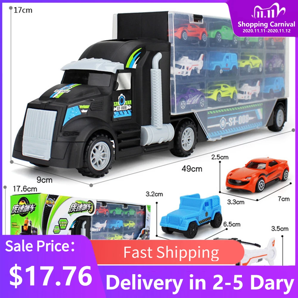 13Pcs/Set Transport Car Carrier Truck Boys Toy (Include Alloy 10 Cars and 2 Helicopters)For Kid Children
13Pcs/Set Transport Car Carrier Truck Boys Toy (Include Alloy 10 Cars and 2 Helicopters)For Kid Children