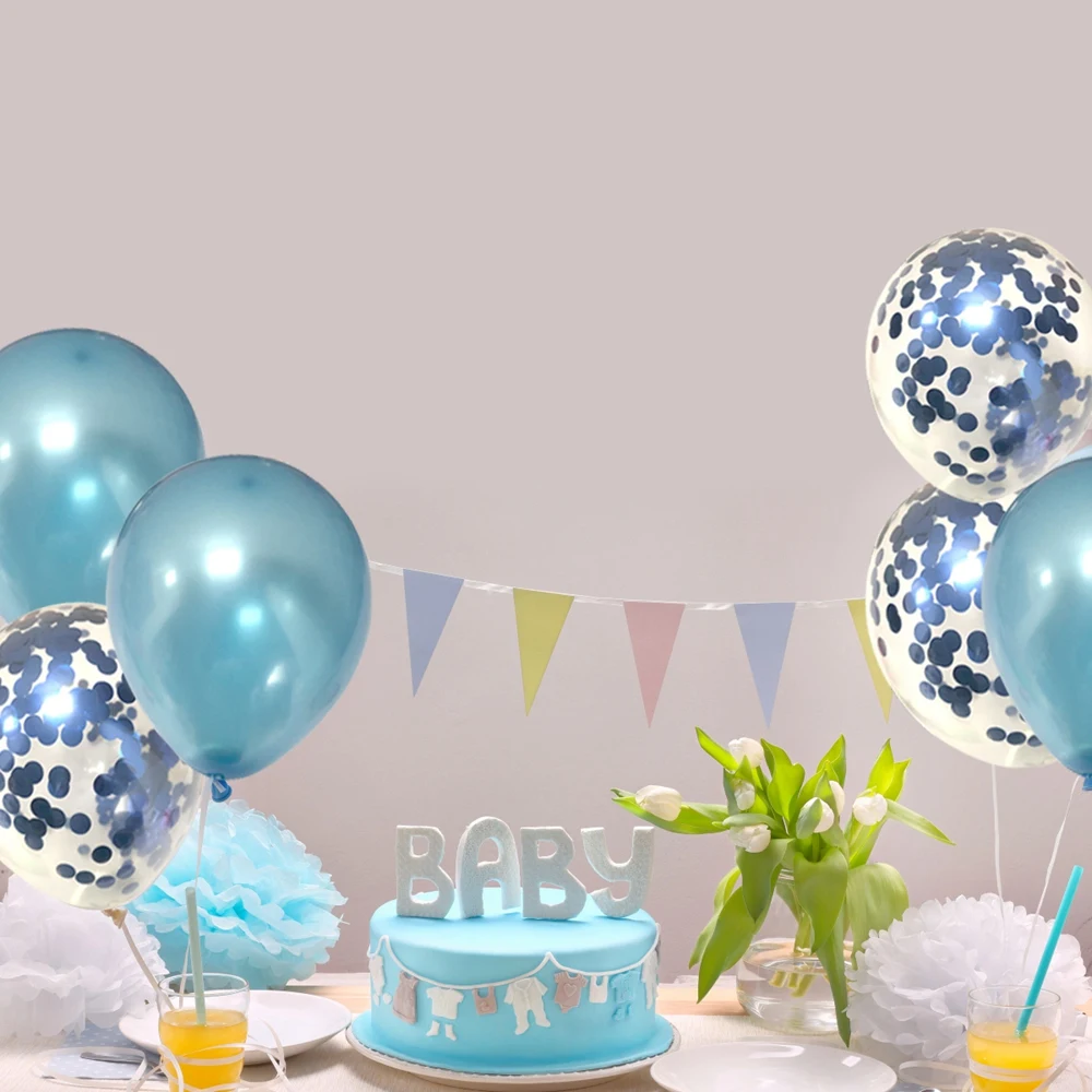 balloons,10 confetti balloons, 2 balloon tape strips,birthday