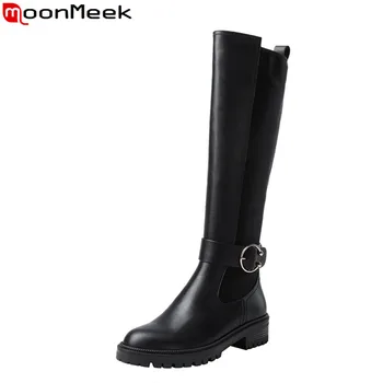 MoonMeek 2020 new arrive high quality genuine leather knee high boots low heel round toe buckle black color women boots
MoonMeek 2020 new arrive high quality genuine leather knee high boots low heel round toe buckle black color women boots