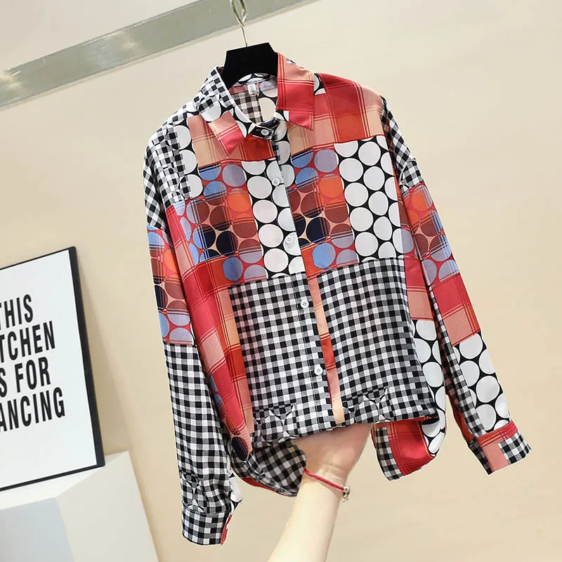 Blouse Woman 2020 Spring New Loose Big Yards Polka Dot Plaid Patched-Color Printed Chiffon Shirt Blouses Blusas Ladies Tops
Blouse Woman 2020 Spring New Loose Big Yards Polka Dot Plaid Patched-Color Printed Chiffon Shirt Blouses Blusas Ladies Tops