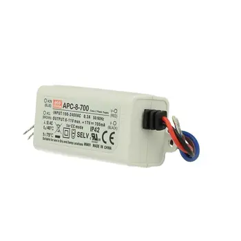 MEANWELL MW08700 Led Driver DC MeanWell APC-8-700 transformer 700mA 6V-11V DC 8W constant current IP42
MEANWELL MW08700 Led Driver DC MeanWell APC-8-700 transformer 700mA 6V-11V DC 8W constant current IP42