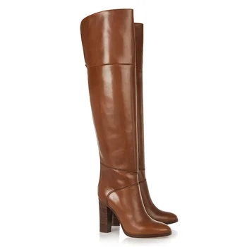Siddons Brown Leather Boots Women Round Toe Chucky High Heels Knight Boot Side Zipper Female Thigh High Boots Botas De Mujer
Siddons Brown Leather Boots Women Round Toe Chucky High Heels Knight Boot Side Zipper Female Thigh High Boots Botas De Mujer