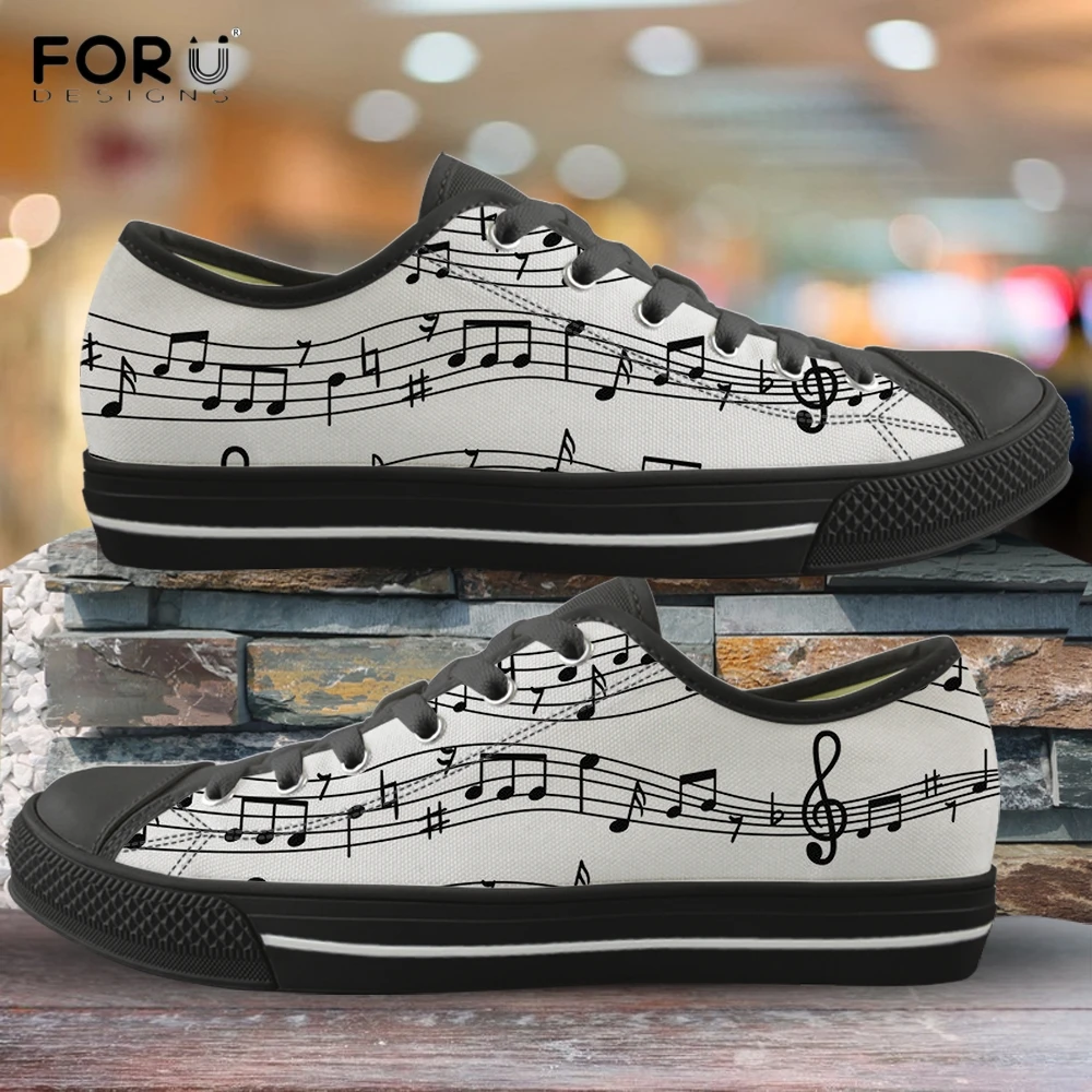 

FORUDESIGNS 3D Music Notes Pattern Men Shoes Casual Low Top Canvas Sneakers Boy Brand Design Spring/Autumn Vulcanized Footwear