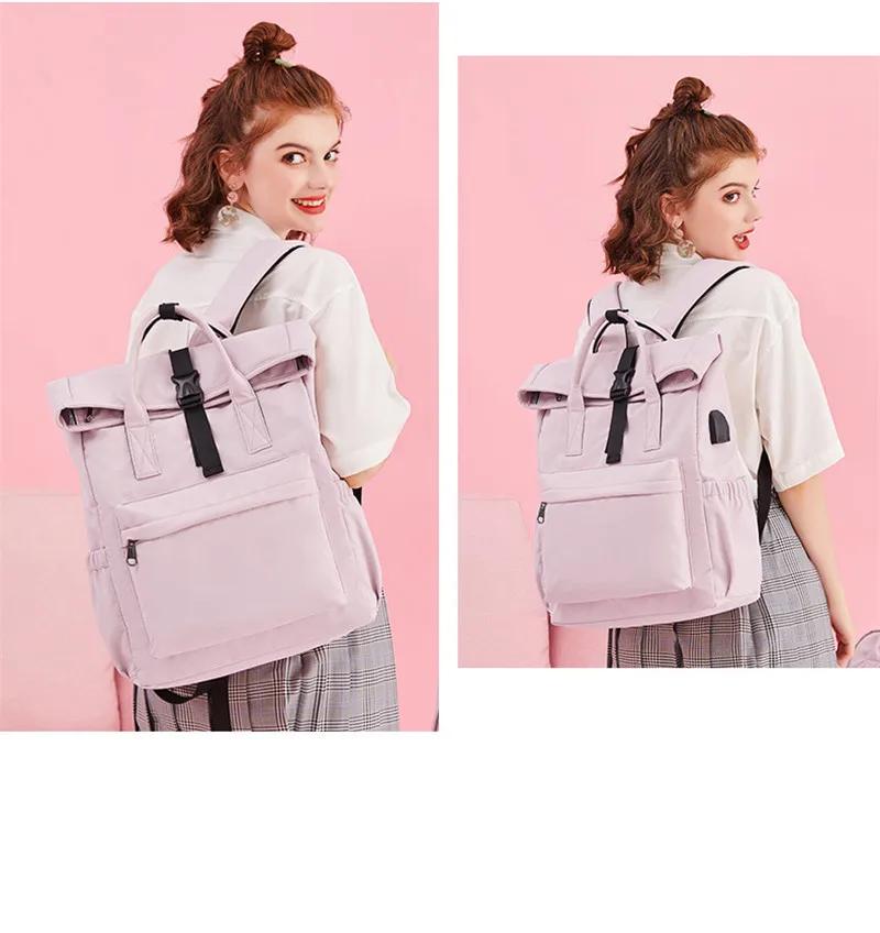 Waliicorners USB Charging Black Women Laptop Backpack 14 Inches female Waterproof Travel bags Preppy style School Bags For Teenage Girls 21 Hb92f9fbdb7f143eca812d8f58b3f664eM