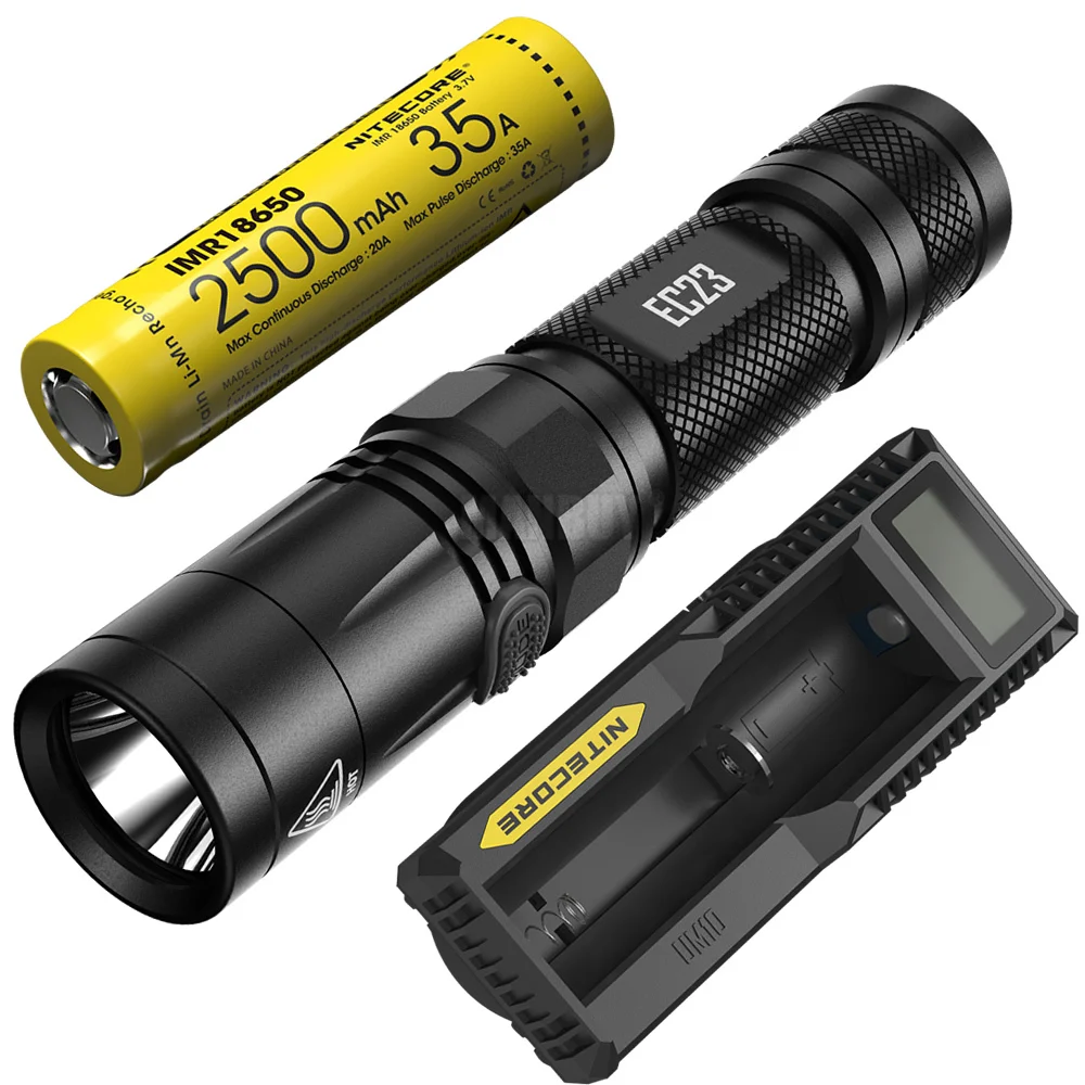NITECORE 1800 люмен EC23 + UM10 зарядное устройство Перезаряжаемая батарея 18650