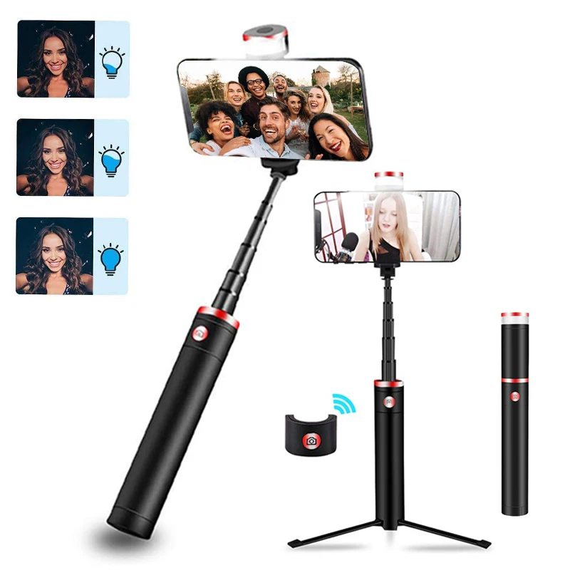 G18 Selfie Stick Tripod Extendable Monopod with Adjust Fill Light & Wireless Bluetooth Remote Control for IPhone Android Phones
G18 Selfie Stick Tripod Extendable Monopod with Adjust Fill Light & Wireless Bluetooth Remote Control for IPhone Android Phones