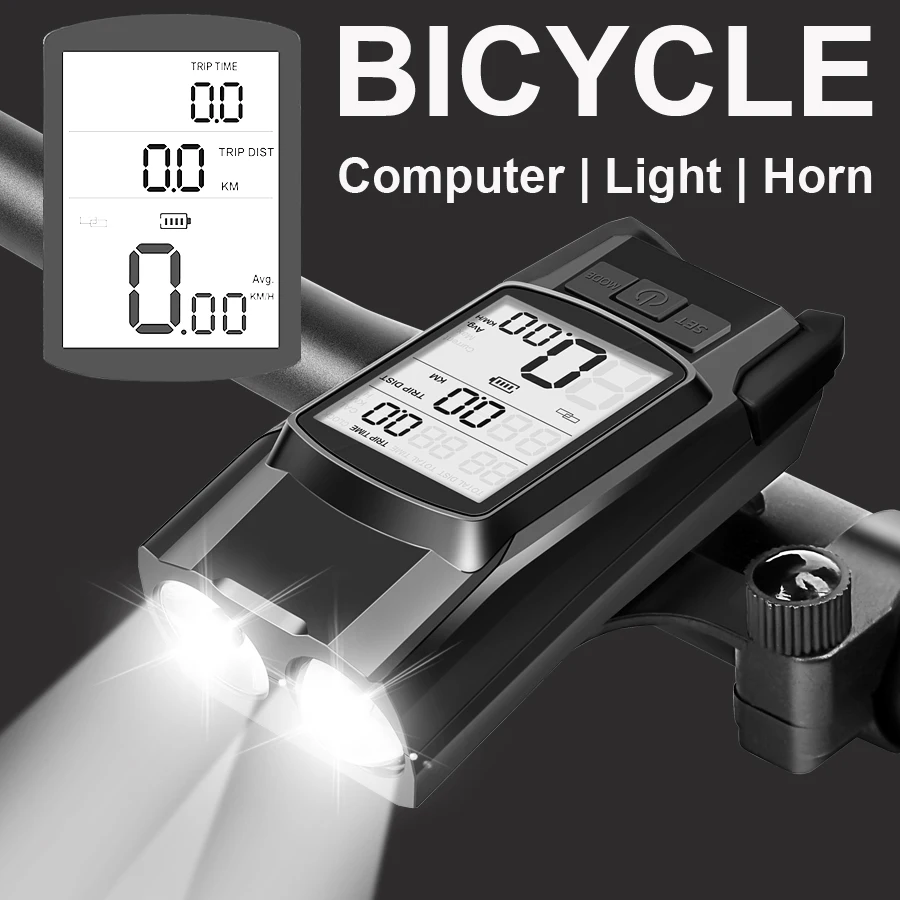 3 in 1 Bicycle Horn Computer Front Light 4 Mode Wireless Bike Speedometer Odometer Bell Cycling Headlight Lamp MTB Accessories
3 in 1 Bicycle Horn Computer Front Light 4 Mode Wireless Bike Speedometer Odometer Bell Cycling Headlight Lamp MTB Accessories