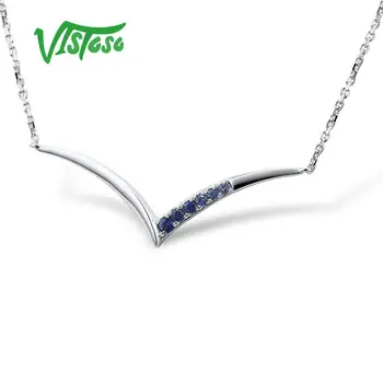 VISTOSO 10K White Gold Round Blue Sapphire Necklace For Lady Anniversary Engagement Elegant Fashion Trendy Fine Jewelry 
VISTOSO 10K White Gold Round Blue Sapphire Necklace For Lady Anniversary Engagement Elegant Fashion Trendy Fine Jewelry