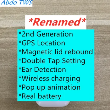5pcs/Abdo TWS 2nd 1536u Bluetooth Wireless Earphone Renamed+Wireless charging +GPS+Ear Detection+Real Battery+Pop up Earbuds
5pcs/Abdo TWS 2nd 1536u Bluetooth Wireless Earphone Renamed+Wireless charging +GPS+Ear Detection+Real Battery+Pop up Earbuds