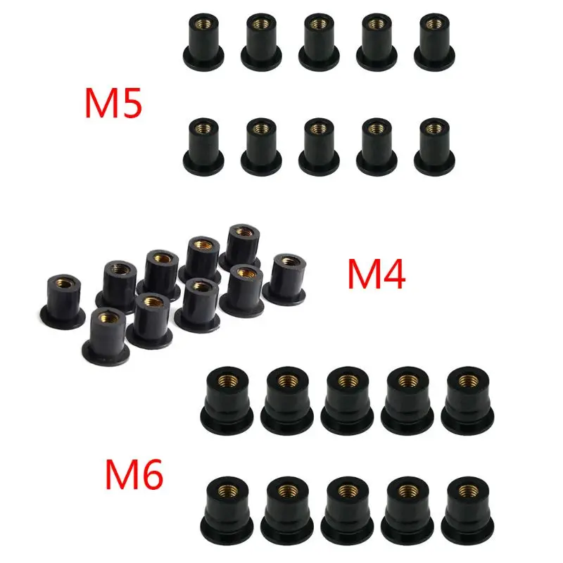 Фото 10pcs M4/M5/M6 Rubber Well Nuts Blind Fastener Windscreen Windshield Fairing Cowl Accessories for Motorcycle | Автомобили и