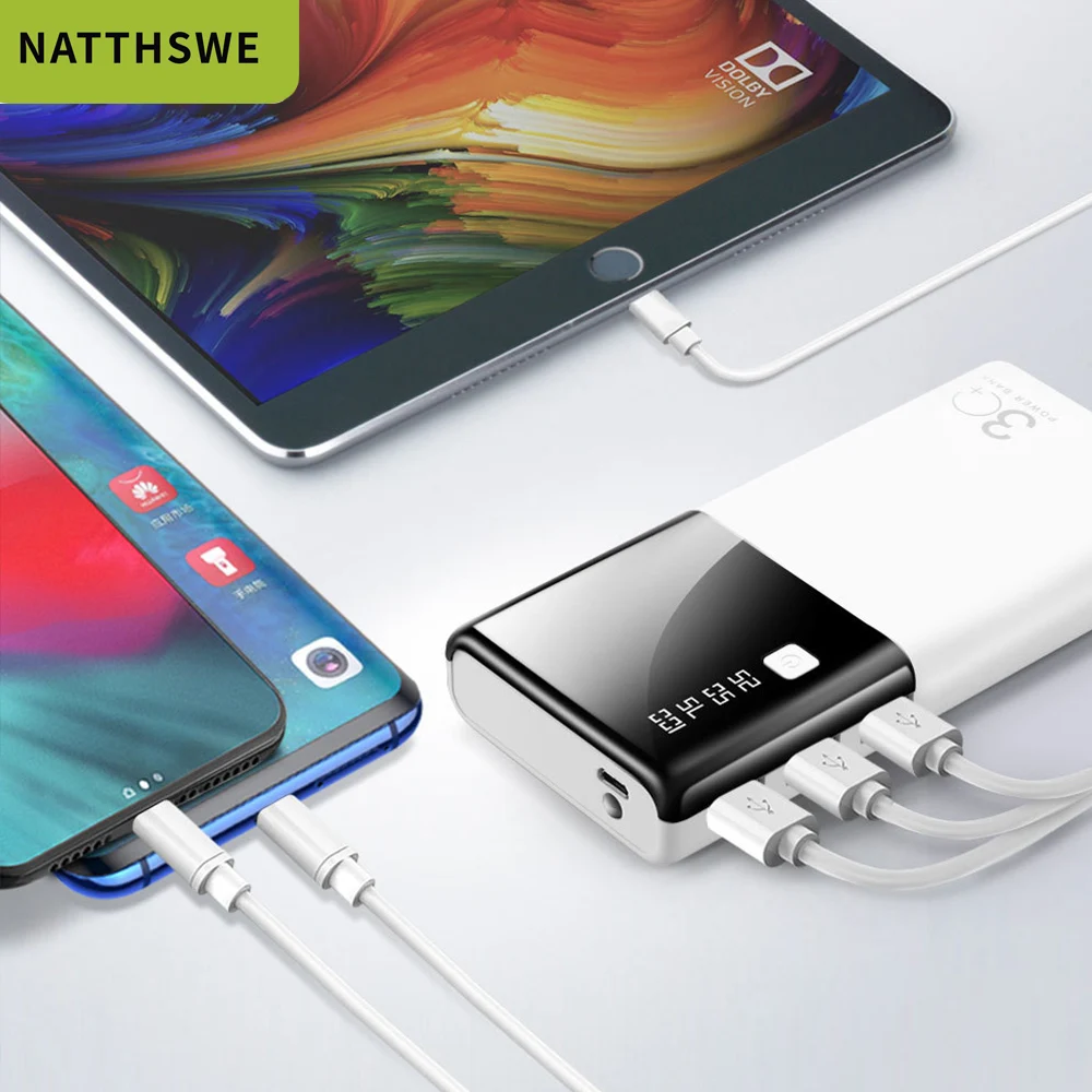 NATTHSWE 20000mAh Power Bank Fast Charge Powerbank 3 USB Port Poverbank Portable External Battery Charger for iphone
NATTHSWE 20000mAh Power Bank Fast Charge Powerbank 3 USB Port Poverbank Portable External Battery Charger for iphone