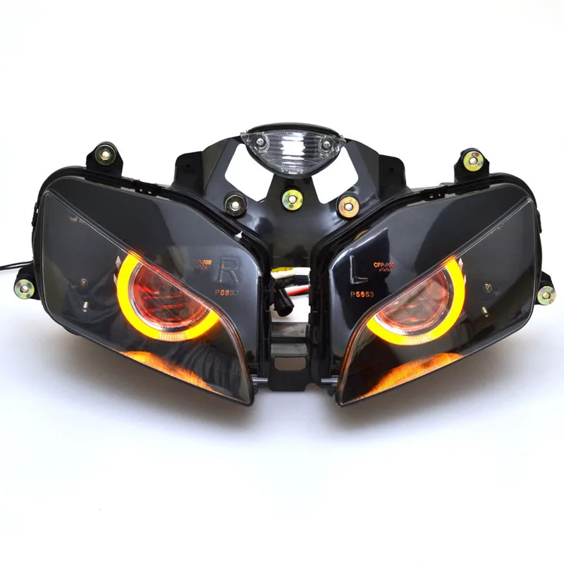 

Motor Custom Bi-Xenon HID Headlight Assembly For Honda CBR600RR CBR 600 RR 03-06 W/ High Low Beam Angel Eye Demon Eye Headlamp