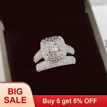 trendy Luxury 925 Sterling Silver Wedding Ring Set band for bridal girls and Women ladys love couple pair jewelry 
trendy Luxury 925 Sterling Silver Wedding Ring Set band for bridal girls and Women ladys love couple pair jewelry