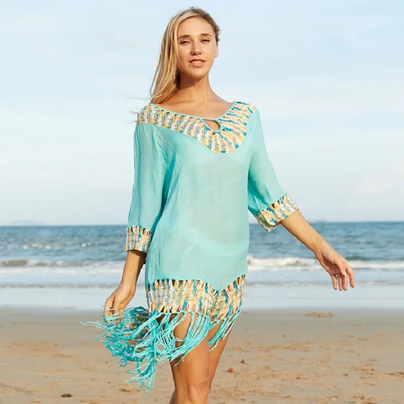 Women Beach Mini Dress Cover-ups Swimsuit Cover Up Pareo Ups 2021 Beachwear Tassel Dresses Bathing Suit for Woman Summer Ladies
Women Beach Mini Dress Cover-ups Swimsuit Cover Up Pareo Ups 2021 Beachwear Tassel Dresses Bathing Suit for Woman Summer Ladies