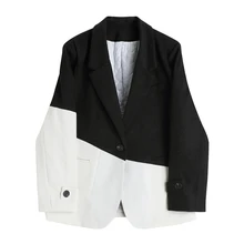 Autumn Winter Design Sense Black White Contrast Color Casual Suit Women Jacket Female Temperament Loose All-match Office Style 
Autumn Winter Design Sense Black White Contrast Color Casual Suit Women Jacket Female Temperament Loose All-match Office Style