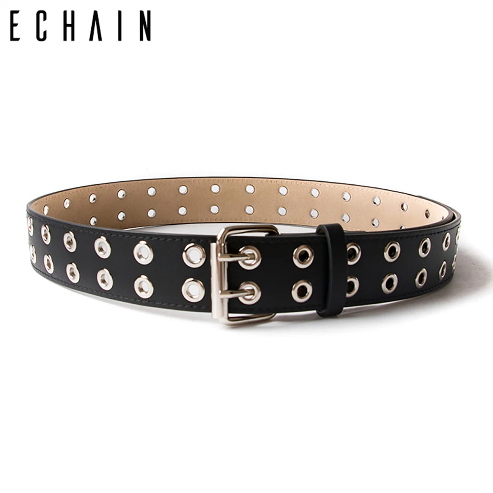 Ремень ECHAIN в винтажном стиле для мужчин и женщин шикарный дизайнерский кожаный