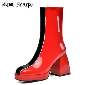 Patent Leather Women Platform Boots Patchwork Mixed Chunky Boots Fashion Zipper Short Botas Mujer Ladies Shoes Winter Warm Shoes
Patent Leather Women Platform Boots Patchwork Mixed Chunky Boots Fashion Zipper Short Botas Mujer Ladies Shoes Winter Warm Shoes